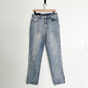 PrettyLittleThing Straight Leg Split Hem Detail Denim Jeans